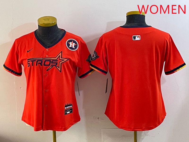 Women Houston Astros Blank Orange Three generations Joint Name 2025 Nike MLB Jersey style 4